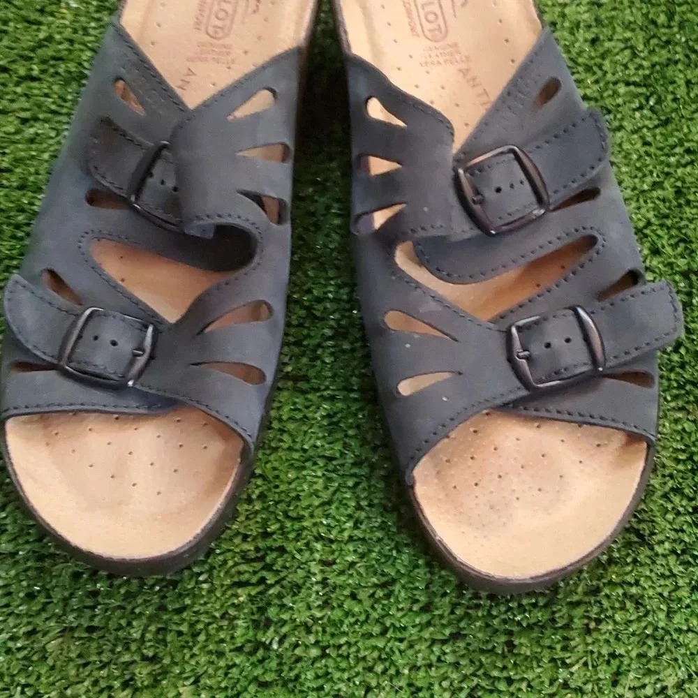 FLY FLOT Genuine Leather Wedge Italian Anti shock Sandals size 42
